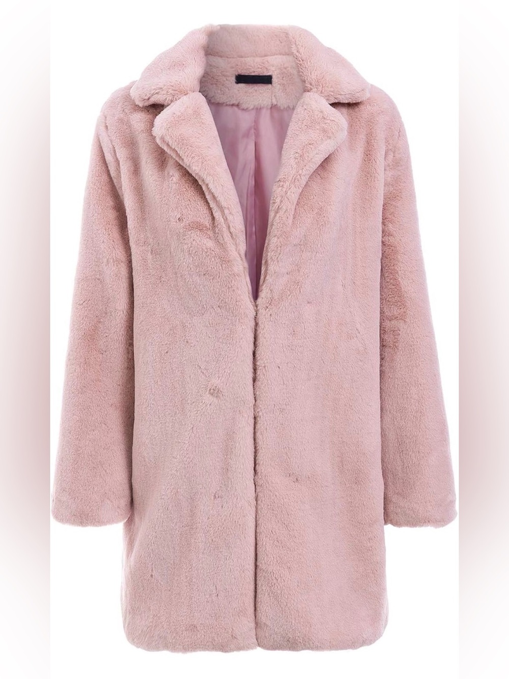 Simplee Plush Faux Fur Teddy Coat Jacket with Pockets Large Blush Pink